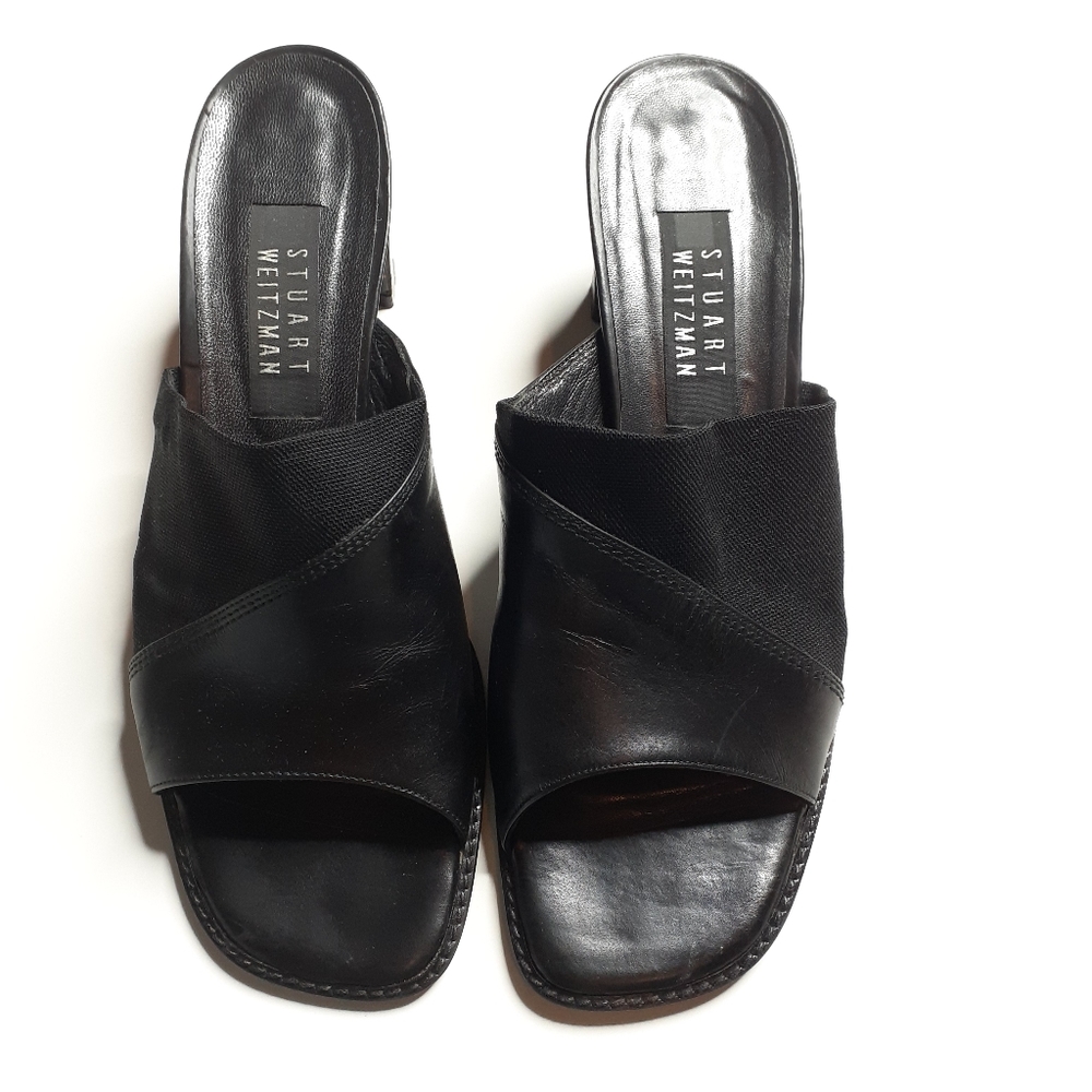 Stuart weitzman black mule heels 8 aa